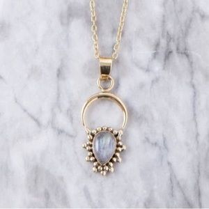 BAIZAAR TEARDROP MOONSTONE PENDANT BRASS AURA NECKLACE ❤️STUNNING❤️